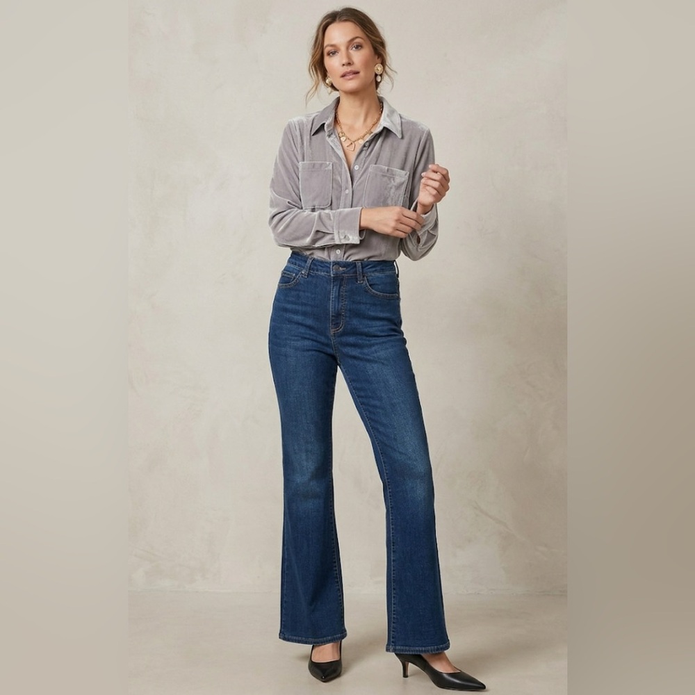 Soft Surroundings Ultimate Denim Flare Jeans - Dark Wash - Size 6